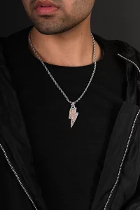 THUNDER BOLT PENDANT WITH STAINLESS  TWISTED ROPE CHAIN