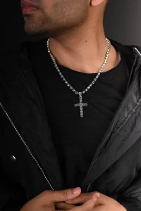 UNISEX BLINKING TENNIS CROSS NECKACE