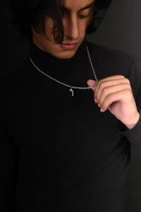 GREEN STONE & TWISTED ROPE CHAIN