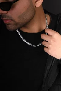 half pearl chain necklace