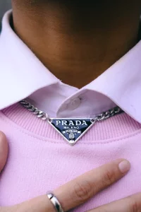 UNISEX BLACK PRADA STAINLESS STEEL NECKLACE