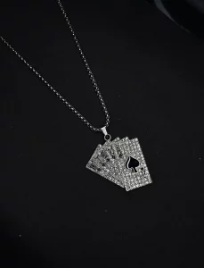 STAINLESS STEEL  BLINKING CARD PENDANT CHAIN